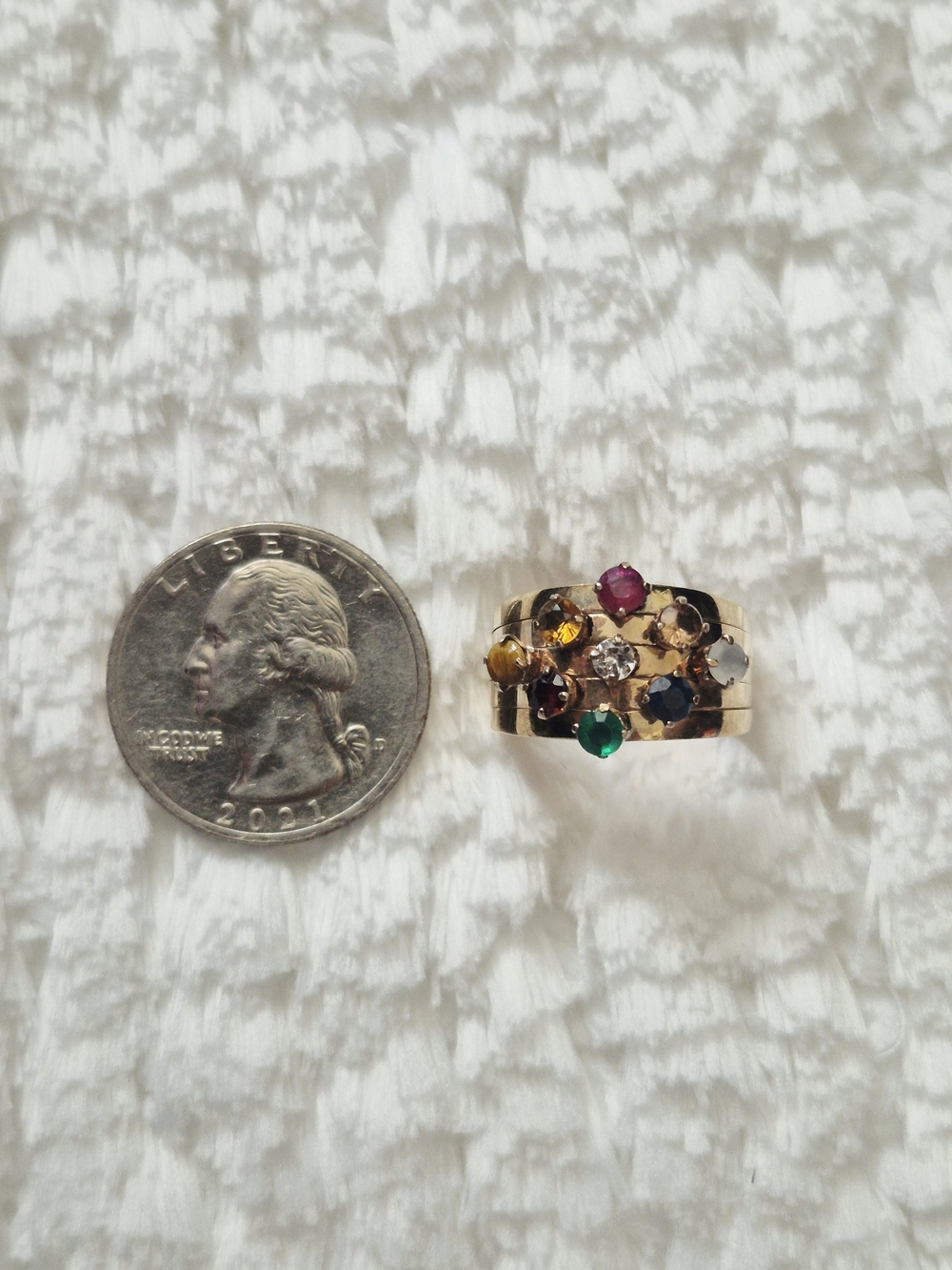 Estate 14k Gold Multicolor Gemstone Cluster Gold Ring - Picture 10 of 13